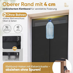 Sekey Fliegengitter Balkontür Magnet, Insektenschutz mit Privatsphäre, Klettverschluss-Montage, Bohrenfrei, Passend für Holz-, Eisen- & Aluminiumtüren, Schwarz Sekey