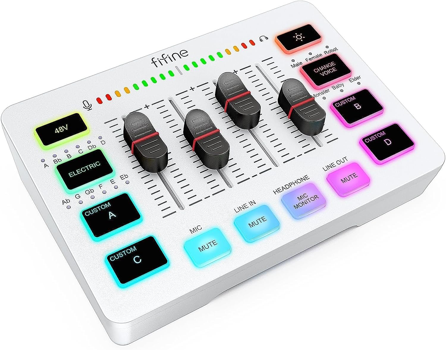 FIFINE XLR Gaming Audio Mixer, individuelle Steuerung