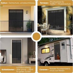 Sekey Fliegengitter Balkontür Magnet, Insektenschutz mit Privatsphäre, Klettverschluss-Montage, Bohrenfrei, Passend für Holz-, Eisen- & Aluminiumtüren, Schwarz Sekey