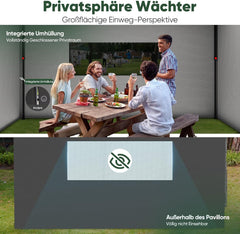 Sekey Premium Faltpavillon 3×3 m – Wasserdicht & Winterfest, Pop-Up Pavillon mit 4 Seitenwänden, Einweg-Privatsphäre-Fenstern, Schnellaufbau & UPF 50+