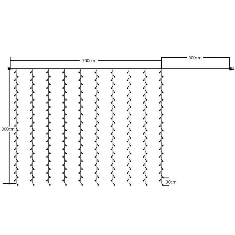 Salcar 3 x 3 m LED Lichtervorhang, 300 LEDs, 31V GS-zertifizierte Stromversorgung