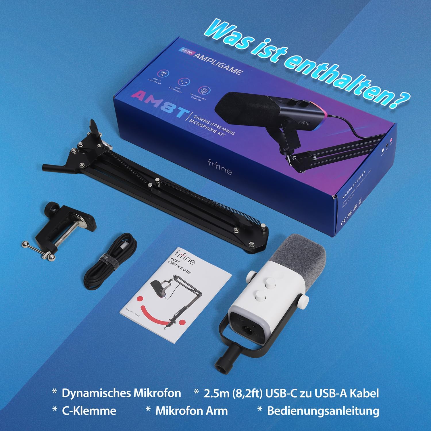 FIFINE USB / XLR Dynamic Microphone with Arm, Mute Button and Headphone Jack