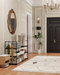 Sekey 3/4 Tier Shoe Rack – Stackable Shoe Rack made of Metal and Non-woven Fabric, Space-Saving, Stable, No Drilling Required, for Hallway, Bedroom &amp; Bathroom, Black