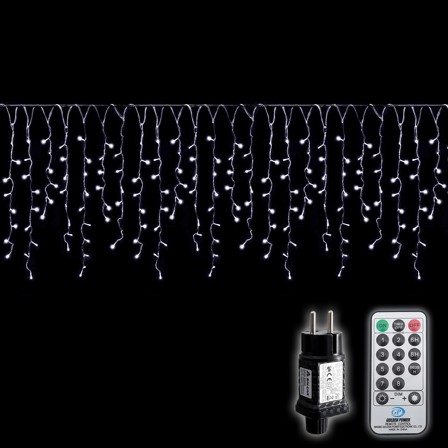 SALCAR 5m LED Eisregen Lichterkette Außen – 200 LEDs mit Fernbedienung, 8 Modi & IP44 Wasserschutz, LED-Lichtervorhang für Weihnachten, Pavillon, Balkon & Innen/Deko