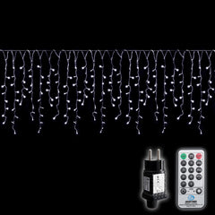 Salcar 5m/10m LED Eisregen Lichterkette Außen – 200 LEDs/ 400 LEDs mit Fernbedienung, 8 Modi & IP44 Wasserschutz, LED-Lichtervorhang für Weihnachten, Pavillon, Balkon & Innen/Deko
