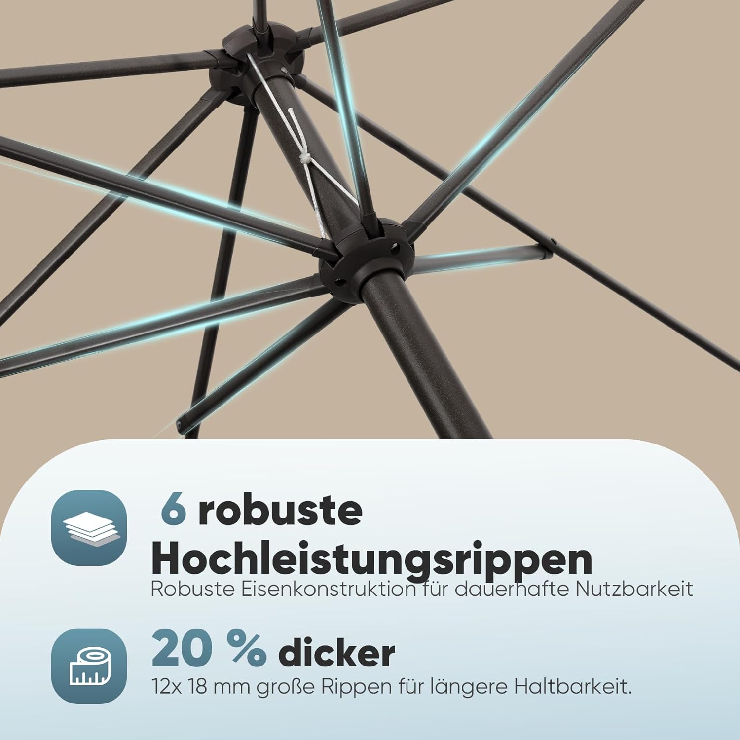 Salcar Sonnenschirm Ø 2,7 m – Kurbelschirm mit Knickgelenk, UPF 50+, UV-Schutz & wasserabweisend, GRS-zertifiziertes Polyester, für Garten, Terrasse & Balkon