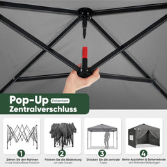 Sekey Premium Faltpavillon 3×3 m – Wasserdicht & Winterfest, Pop-Up Pavillon mit 4 Seitenwänden, Einweg-Privatsphäre-Fenstern, Schnellaufbau & UPF 50+