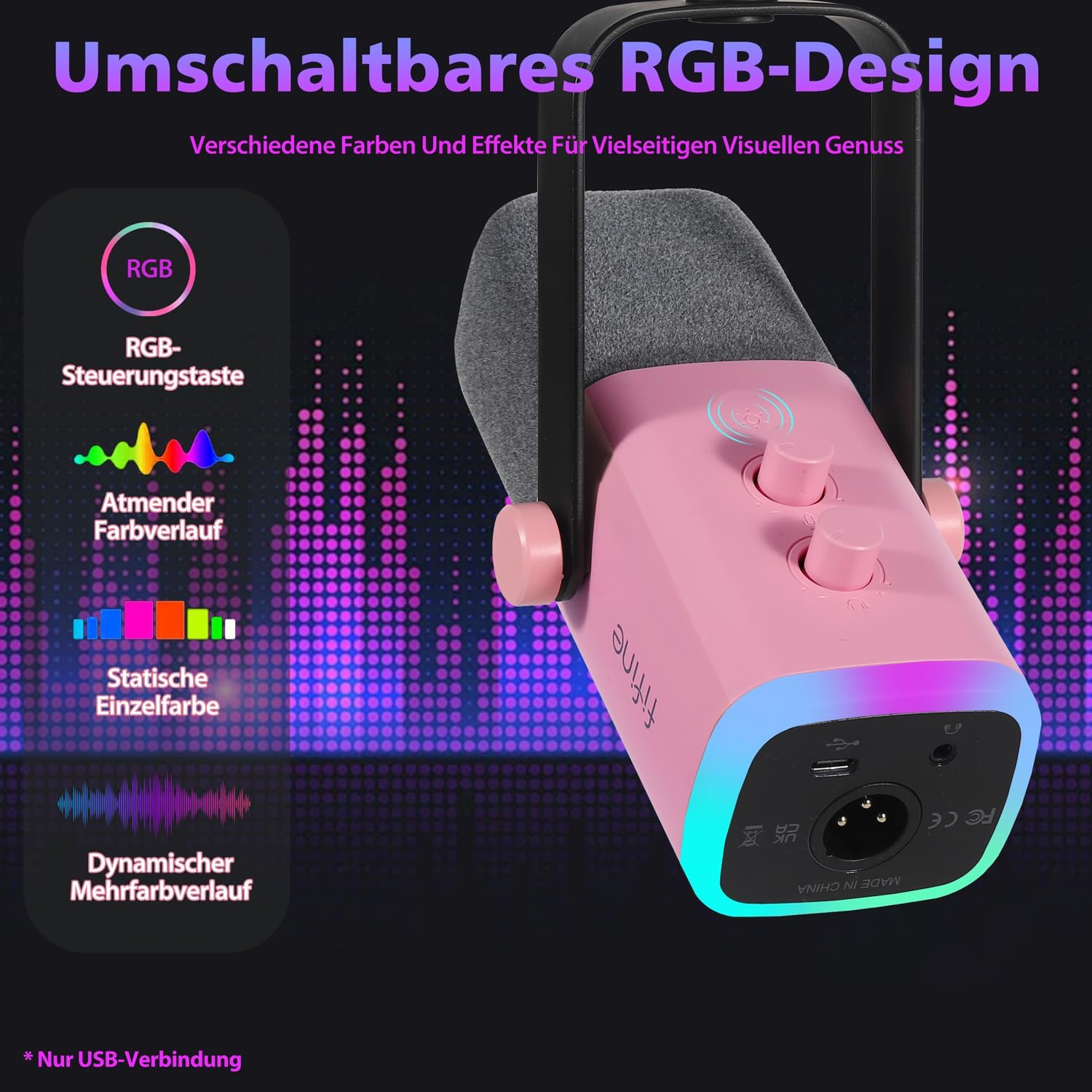 FIFINE USB / XLR Dynamic Microphone with Arm, Mute Button and Headphone Jack
