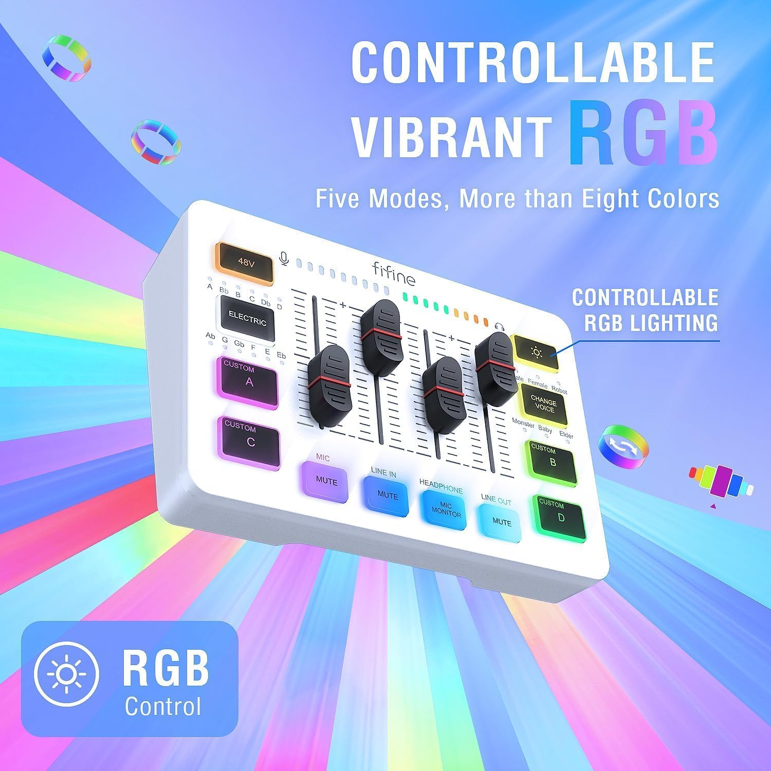 FIFINE XLR Gaming Audio Mixer, individuelle Steuerung