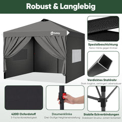 Sekey Premium Faltpavillon 3×3 m – Wasserdicht & Winterfest, Pop-Up Pavillon mit 4 Seitenwänden, Einweg-Privatsphäre-Fenstern, Schnellaufbau & UPF 50+