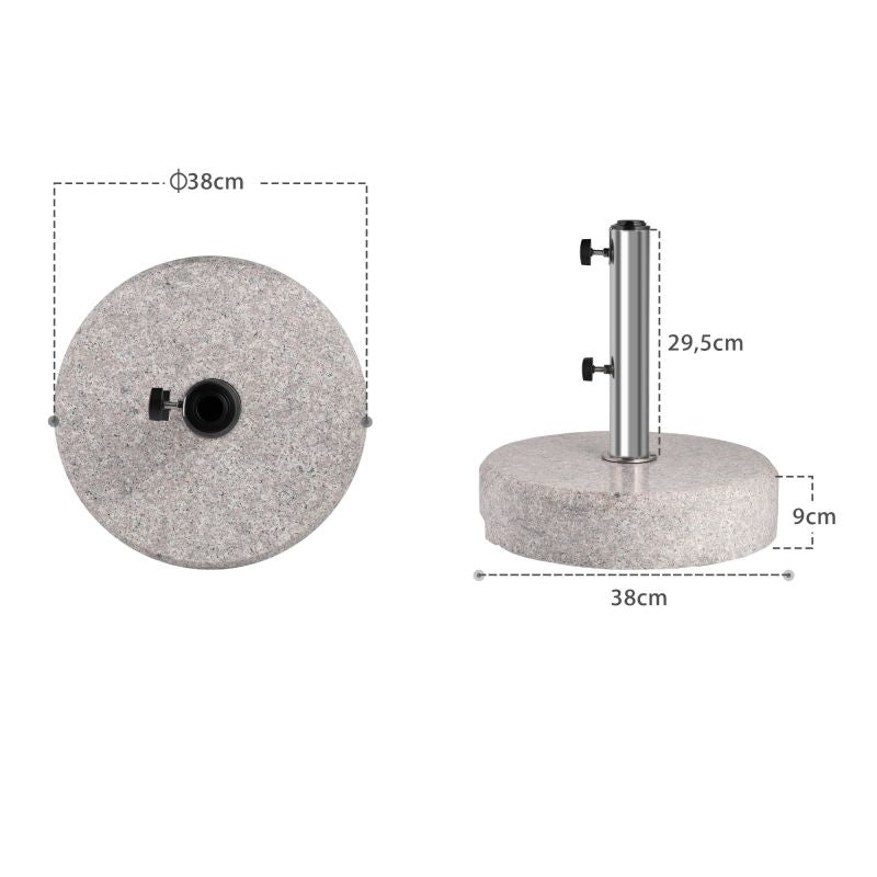 Sekey 25 kg Granit Sonnenschirmständer, für Schirmstock Ø 22 - 38 mm