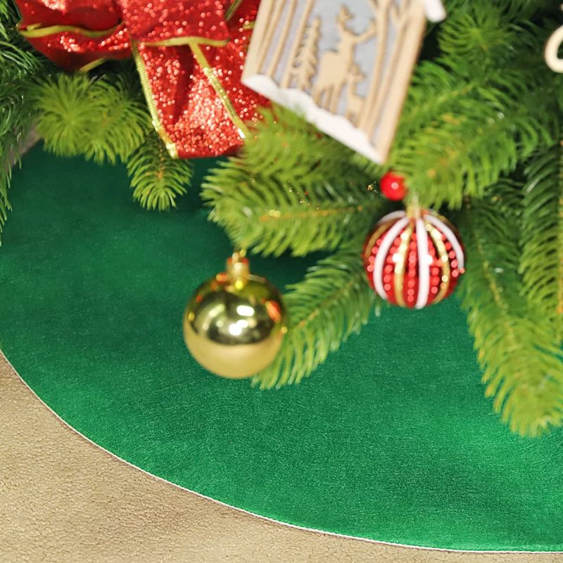 SALCAR Christmas Tree Skirt Round Shape Christmas Tree Stand, Felt Carpet Blanket Cover for Christmas Tree for Floor Decoration Green