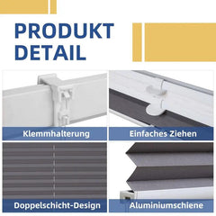 Sekey Plissee Day+Night ohne Bohren, 100% Verdunkelung, mit Muster Sekey