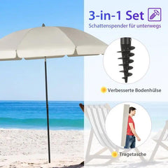 Sekey ∅ 180 cm Strandschirm mit Schutzhülle und Bodenhülse, Sonnenschutz UV50+ Sekey