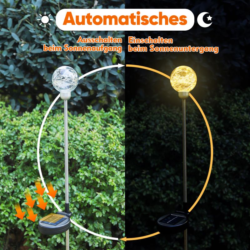 Salcar set of 2 LED solar garden lights with wishing ball effect