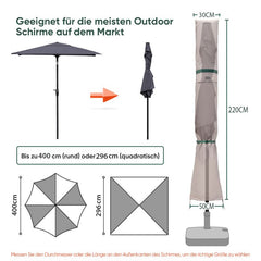 Sekey 220 x 30/50 cm protective cover for 400 cm parasol, made of polyester fabric