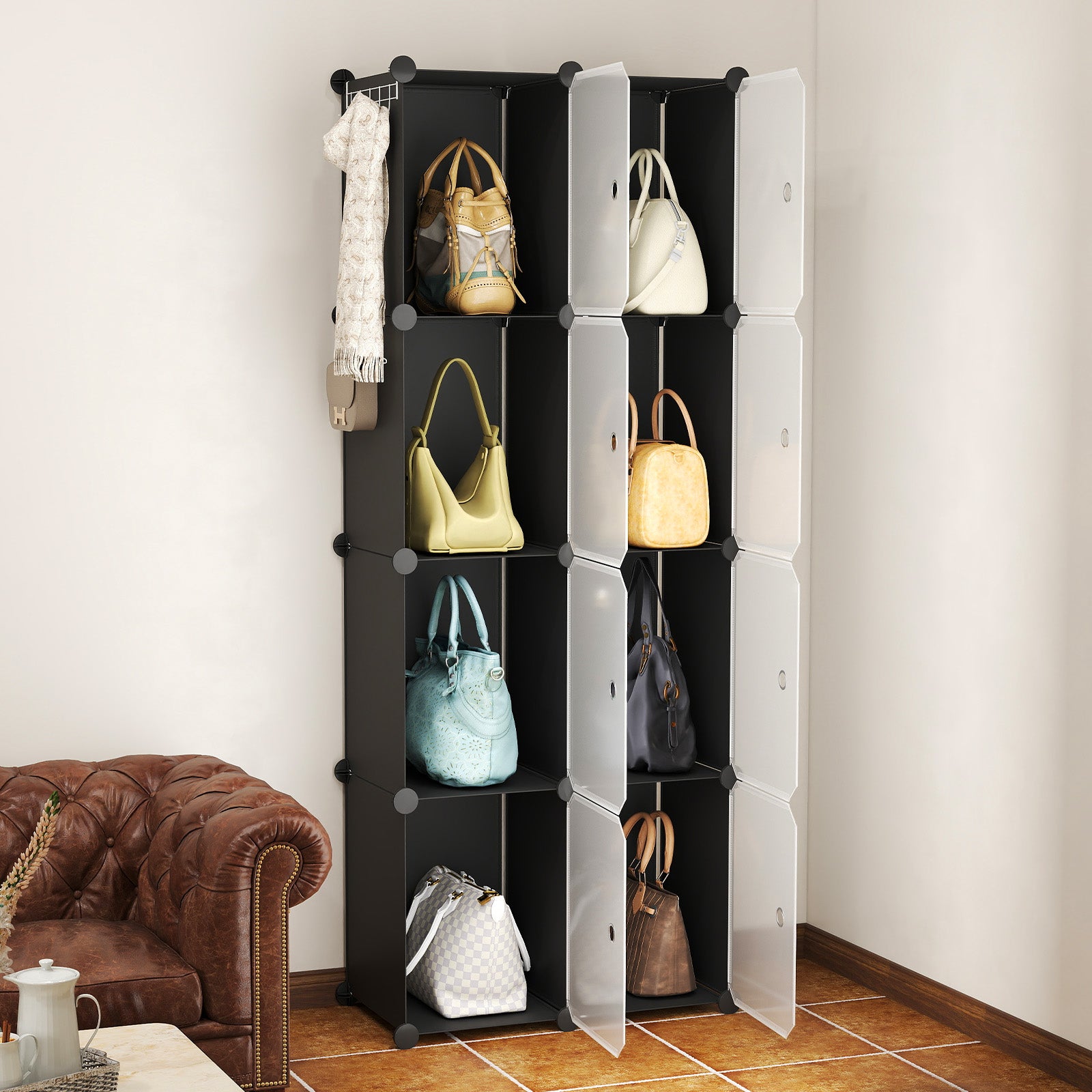 Sekey Schuhschrank Schwarz – Modulares Stecksystem, stabil & platzsparend, ideal für Flur & Kleiderschrank