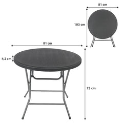 Sekey Runder Klapptisch Ø 81 cm – Campingtisch & Balkontisch klappbar, stabiler Gartentisch in Holzoptik, Beistelltisch für Balkon, Garten & Terrasse