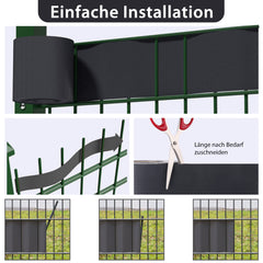 Sekey PVC Sichtschutzstreifen für Doppelstabmattenzaun – Sichtschutzband mit Befestigungsclips, UV-beständig & Wetterfest, Windschutz für Gartenzaun, Anthrazit