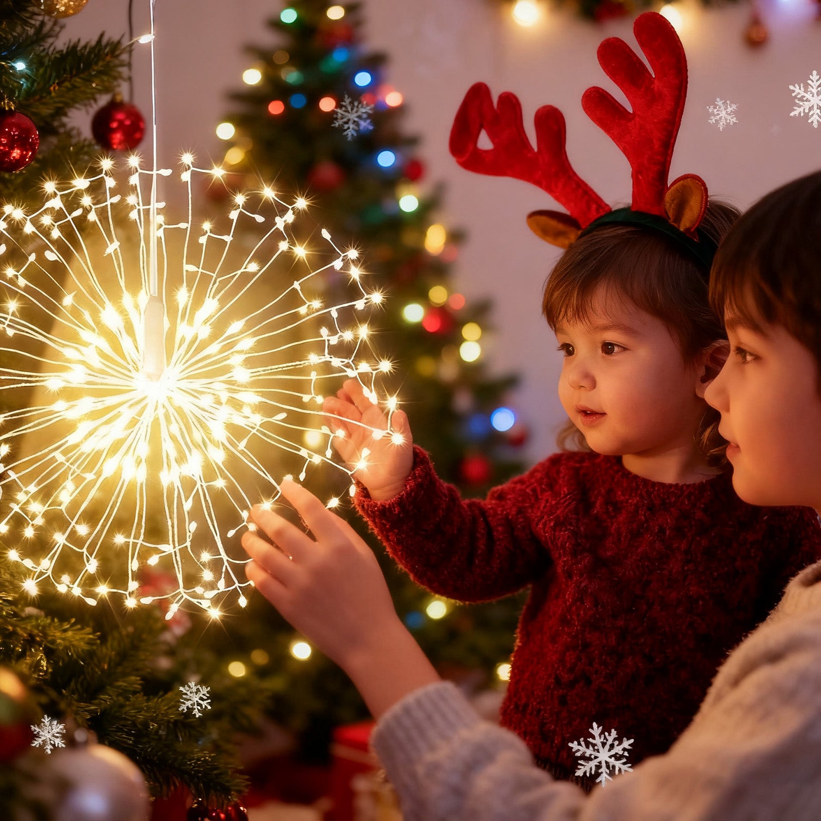 SALCAR LED Leuchtkugel Weihnachten Feuerwerk Lichterkette – 198 LEDs, 8 Modi, Timer & Fernbedienung, Batteriebetrieben & IP44 Wasserdicht – Weihnachtsbeleuchtung für Innen & Außen