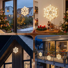 Salcar LED Schneeflocke 45 cm Warmweiß & Kaltweiß – 420 LEDs, IP44, Timer, Weihnachtsdeko