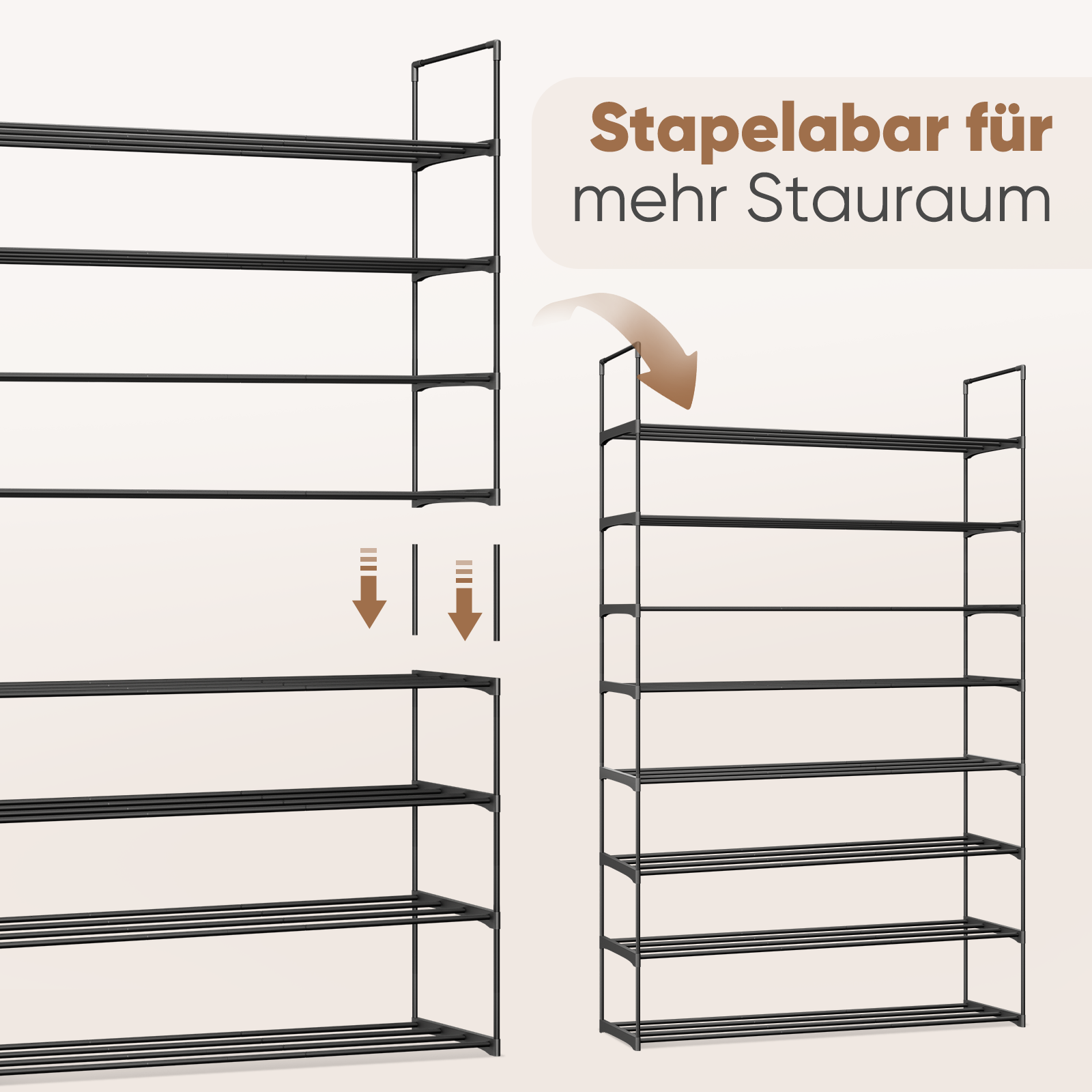 Sekey Schuhregal XXL 92 cm – Extra breites Metallregal, stapelbar & fl – sekeymall