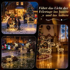 Salcar LED Rentier Warmweiß – 40/60/90 cm, 8 Lichtmodi, Memory & IP44 Weihnachtsdeko für Garten & Außen