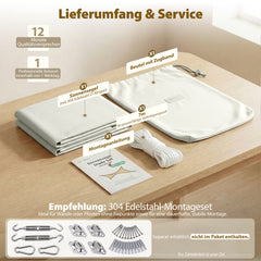 Sekey Sonnensegel Wasserdicht Rechteckig – ohne Mittelnaht, 160 g/m² PES, mit Edelstahl-Ringen & Lotus-Effekt, reißfest, 95% UV-Schutz für Balkon, Terrasse & Garten, weiß