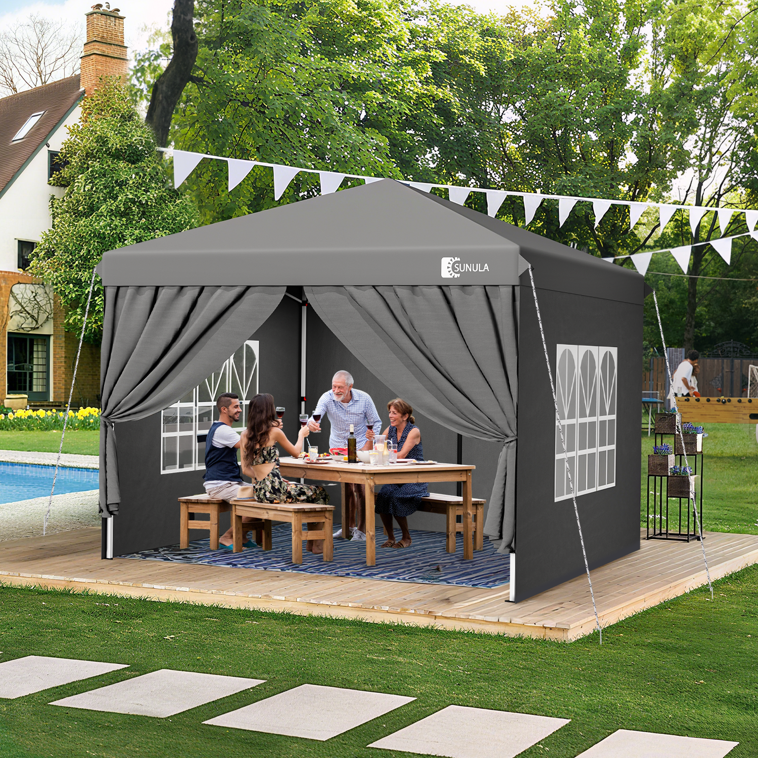 Sunula Faltpavillon 3×3 m – Wasserdicht, Stabil & Winterfest, Pavillon – sekeymall