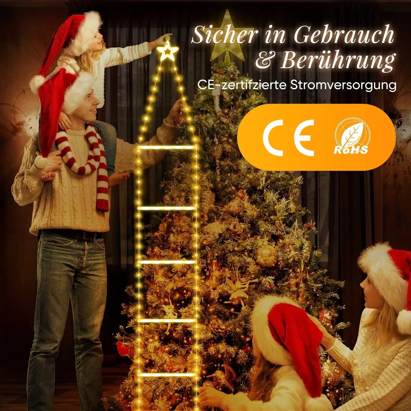 casa deco led sonnensegel Salcar 3 m LED Leiter Lichterkette Außen, Warmweiß – sekeymall