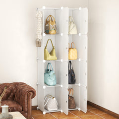 Sekey White Shoe Cabinet with 6/8/10 Compartments – Large Modular Shoe Rack for up to 24 Pairs of Shoes