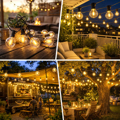 Salcar G40 Solar Lichterkette Außen 23,2 m (30+1 Glühbirnen), LED Solar Gartenbeleuchtung Outdoor, Warmweiß, Solar & USB aufladbar, Fernbedienung, 8 Modi, Dimmbar, Timer, IP44 wetterfest für Garten, Balkon & Terrasse