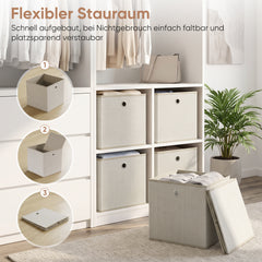 Sekey 6er Set Aufbewahrungsboxen Beige 30 × 30 × 30 cm – Faltbare Stoffboxen mit Griff für Regal & Schrank