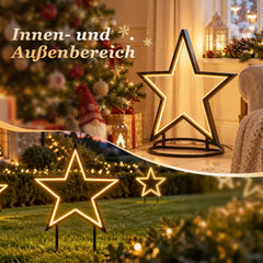 SALCAR LED Garden Stake Star made of Metal – 50 cm Christmas Star with 100 LEDs, Warm White, IP44 Waterproof, Garden Star Light with Ground Spike &amp; Stand, For Indoor &amp; Outdoor Use