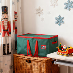 SALCAR Grüne Aufbewahrungsbox für 128 Weihnachtskugeln – Faltbare Christbaumkugel-Box 64,8×32,3×34,2 cm mit 128 Fächern, Tragegriffen & Doppelreißverschluss