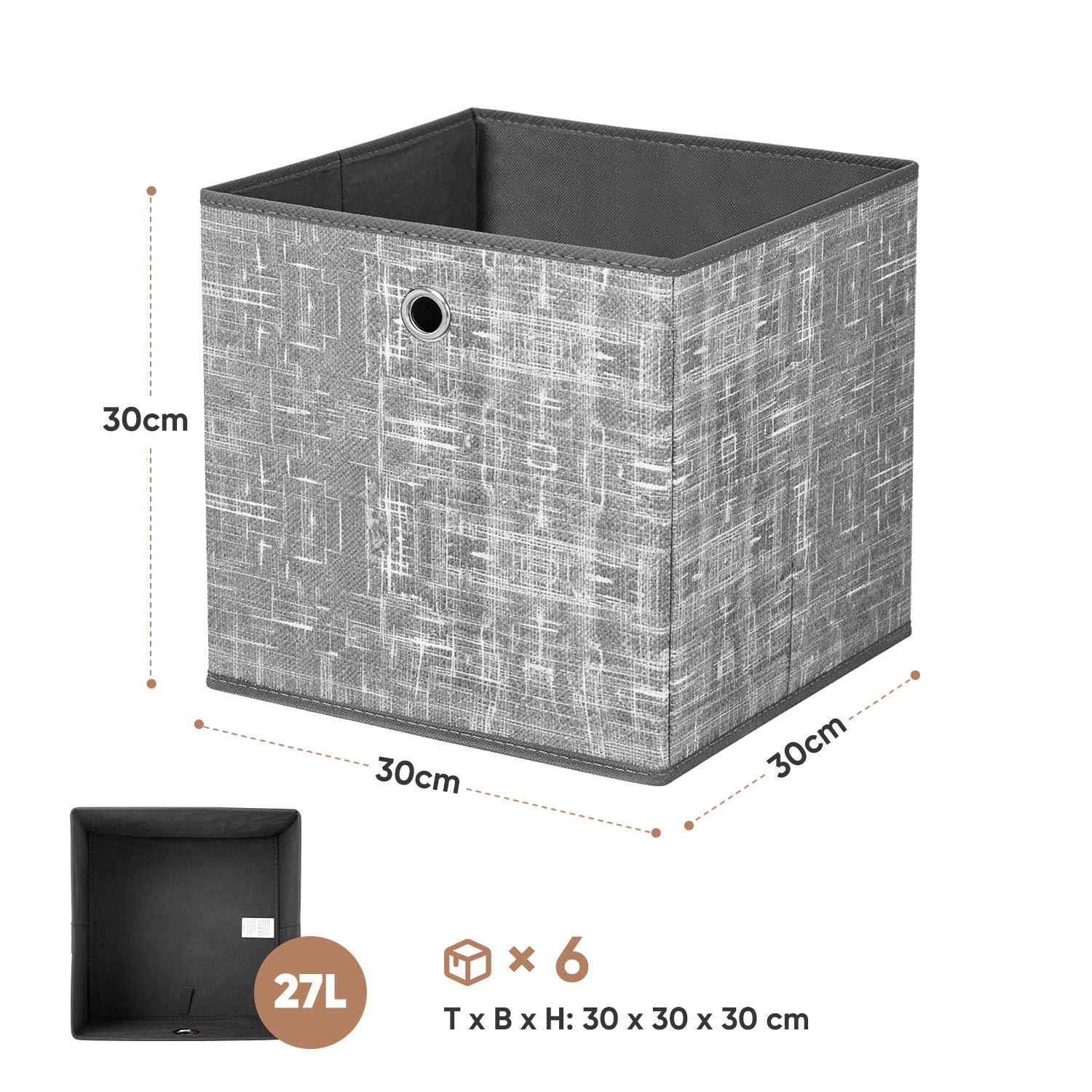 Sekey Aufbewahrungsboxen 6er Set Faltbare Stoffboxen 30 × 30 × 30 cm, – sekeymall