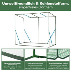 Sekey Tomato Greenhouse 200 x 170 x 77 cm – Walk-in Foil Greenhouse for Balcony &amp; Garden, Sturdy, Winterproof &amp; UV-Resistant, Green