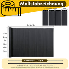 Sekey PVC Sichtschutzmatte – Balkon Sichtschutz mit Abdeckprofil & Kabelbindern, Wind- und Wetterschutz für Balkon und Garten, Anthrazit