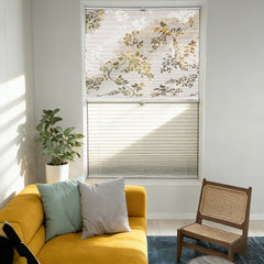 Sekey Plissee Day+Night ohne Bohren, 100% Verdunkelung, mit Muster,in Beige