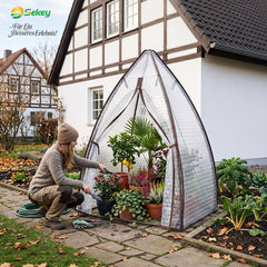 Sekey Foliengewächshaus 160 × 160 × 180 cm – 140 g/m² Luftpolsterfolie, isolierend, sechseckig, mit Reißverschlusstür