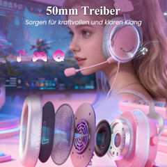 Fifine 3,5mm / USB Gaming Headset mit Mikrofon, 50mm Treiber, H9