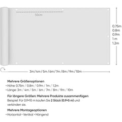Sekey Balkon Sichtschutz blickdicht – 100% Privatsphäre, wetterfest & UV-beständig, mit Ösen, Kordel & Kabelbindern (PES, schwarz)