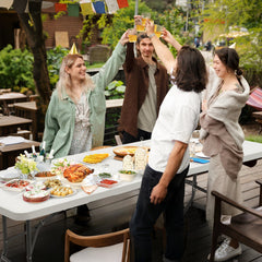 Sekey Klapptisch Gartentisch klappbar – Rattan-Optik/Glatt, wetterfest & tragbar, ideal für Balkon, Garten & Party Sekey