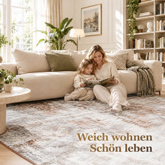 Sekey Waschbarer Kurzflor Teppich Vintage – Rutschfest & OEKO-TEX Zertifiziert