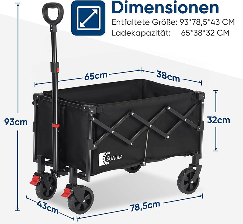 Sekey 80L / 100KG Foldable Handcart, with Brakes, Half Weight