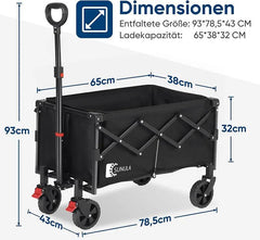 Sunula 80L / 100KG Faltbarer Bollerwagen, mit Bremsen, Halbiertem Eigengewicht Sekey