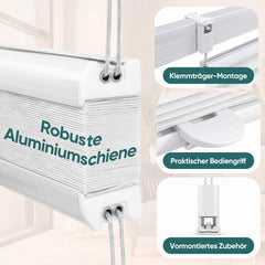 Sekey Plissee ohne Bohren Klemmfix – Lichtschutz & Sichtschutz für Fenster und Tür | Weiß