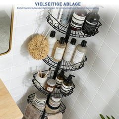 Sekey Duschregal Ohne Bohren – Höhenverstellbares Teleskop-Duschregal 79–315 cm mit 4 festen Körben, Eck-Design & stabiler Stand für Badezimmer