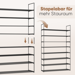 Sekey Schuhregal XXL 92 cm – Extra breites Metallregal, stapelbar & flexibel, stabile Schuhaufbewahrung