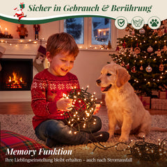 Salcar LED Lichterkette 5 m mit 50 LEDs, Orange, 8 Lichtmodi & Memory, 4,5 V Niedervolt, Weihnachtsbeleuchtung für Innen & Außen